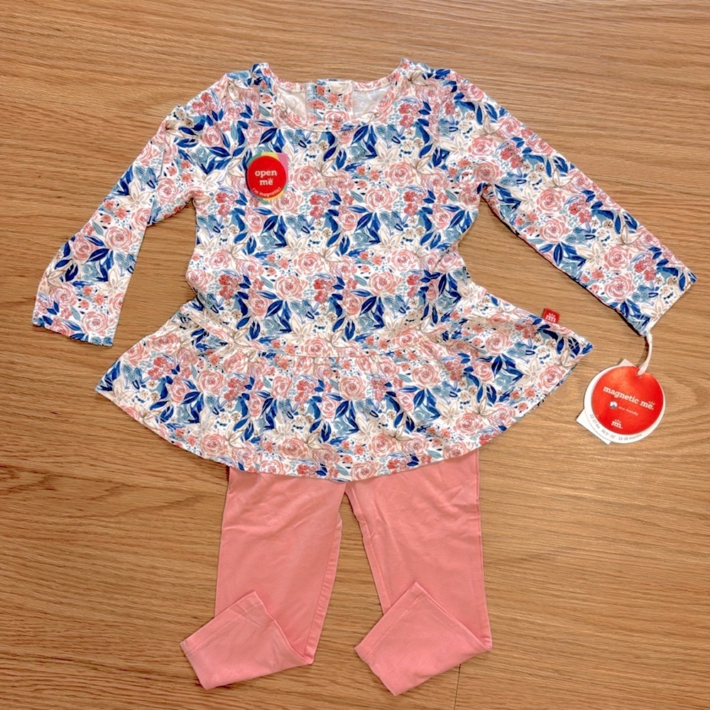 Magnetic Me Modal Magnetic Peplum Ruffle Top with Legging in Once and Floral